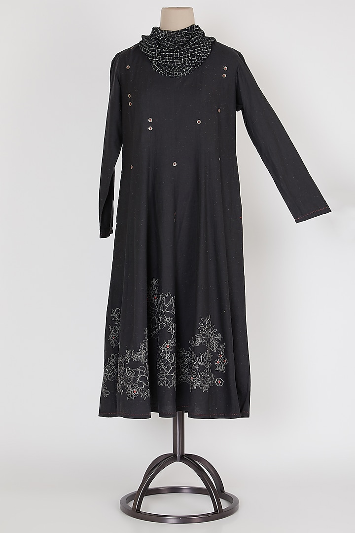 Black Panelled Checkered Dress by Mayank Anand & Shraddha Nigam
