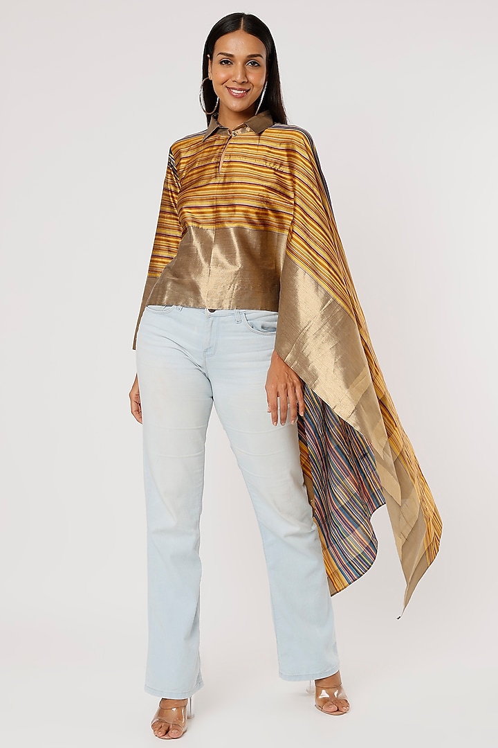 Mustard Silk Top by Mayank Anand & Shraddha Nigam at Pernia's Pop Up Shop