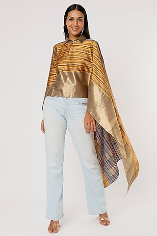 Mustard Silk Top by Mayank Anand & Shraddha Nigam