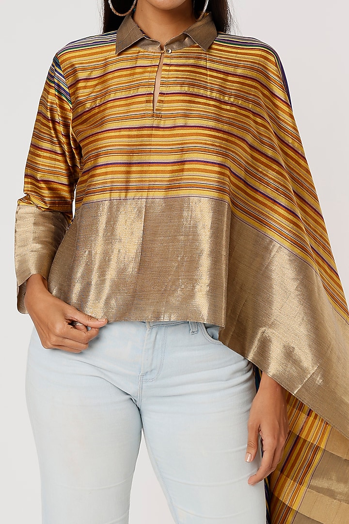 Mustard Silk Top by Mayank Anand & Shraddha Nigam at Pernia's Pop Up Shop