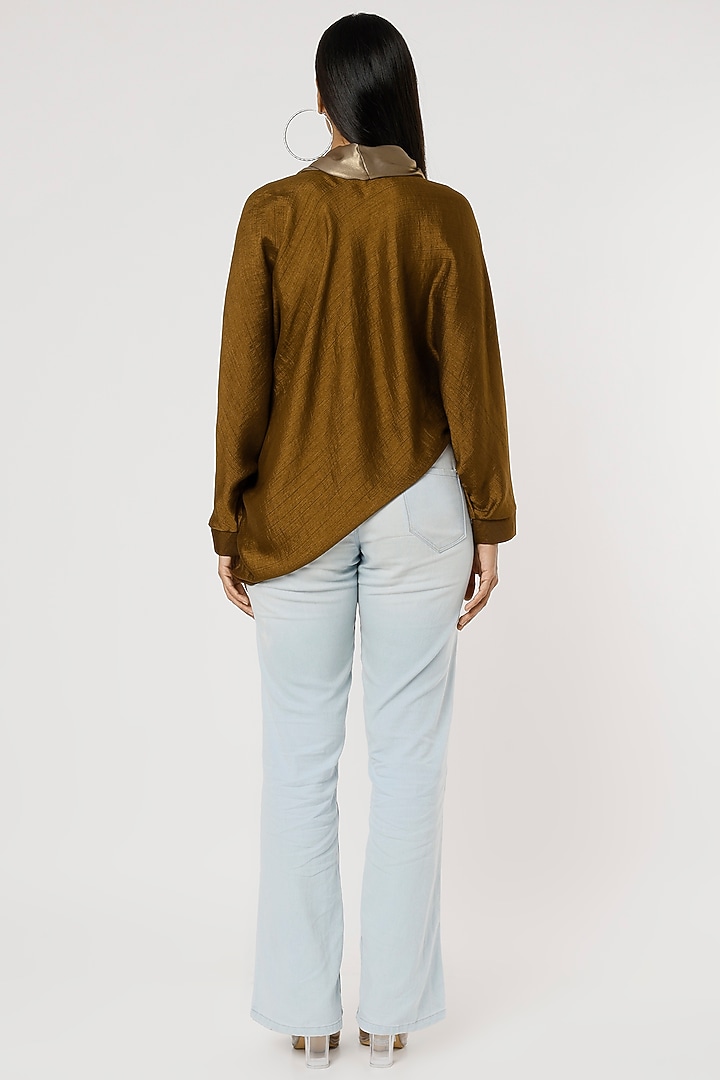Bronze Bamboo Silk Top by Mayank Anand & Shraddha Nigam at Pernia's Pop Up Shop
