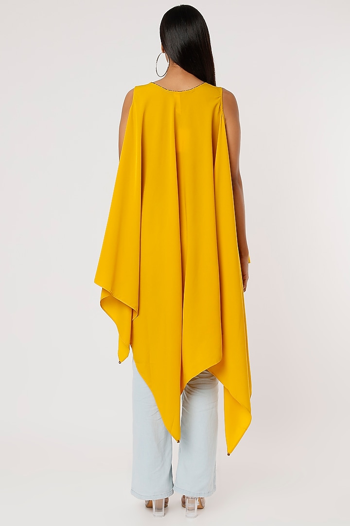 Yellow Bamboo Silk Top by Mayank Anand & Shraddha Nigam at Pernia's Pop Up Shop