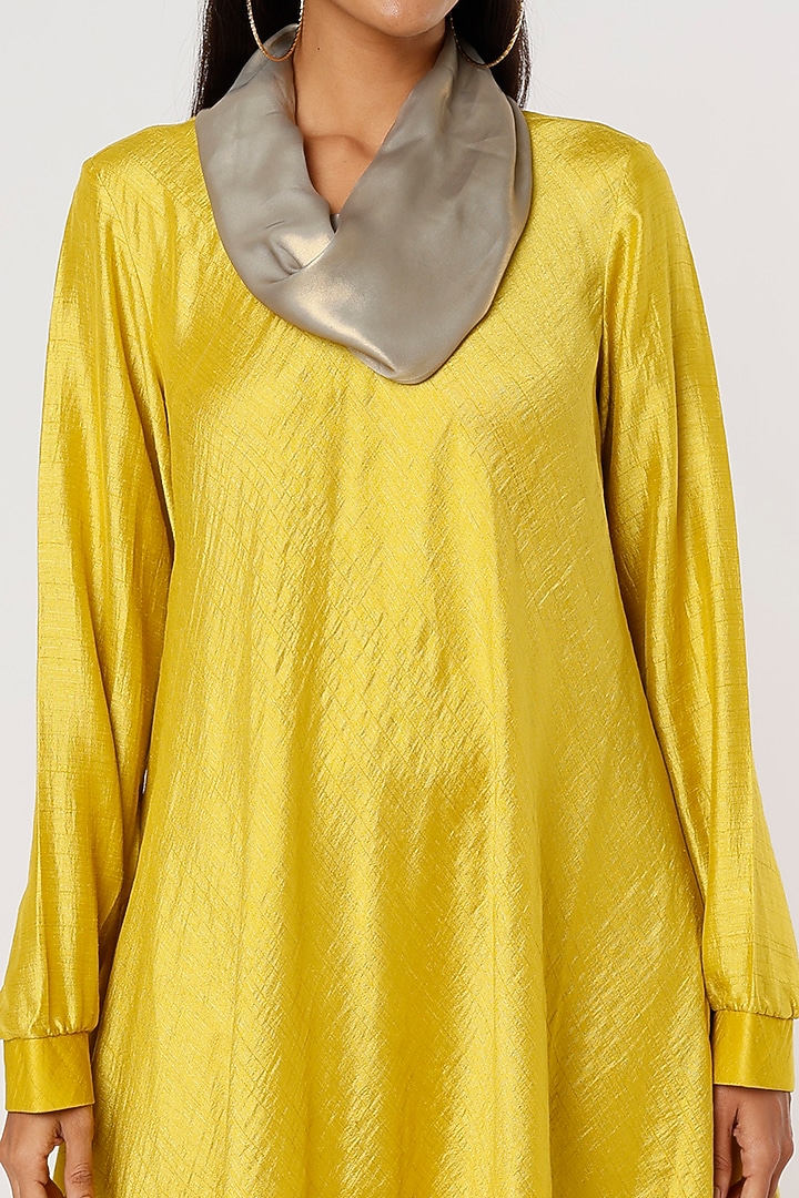 Yellow Bamboo Silk Tunic by Mayank Anand & Shraddha Nigam at Pernia's Pop Up Shop