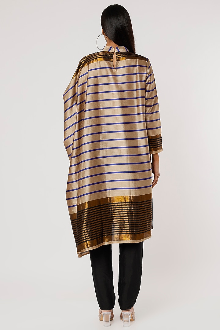 Beige & Gold Silk Tunic by Mayank Anand & Shraddha Nigam at Pernia's Pop Up Shop