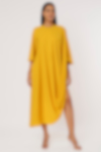 Yellow Bamboo Silk Dress by Mayank Anand & Shraddha Nigam at Pernia's Pop Up Shop