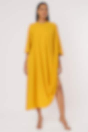 Yellow Bamboo Silk Dress by Mayank Anand & Shraddha Nigam