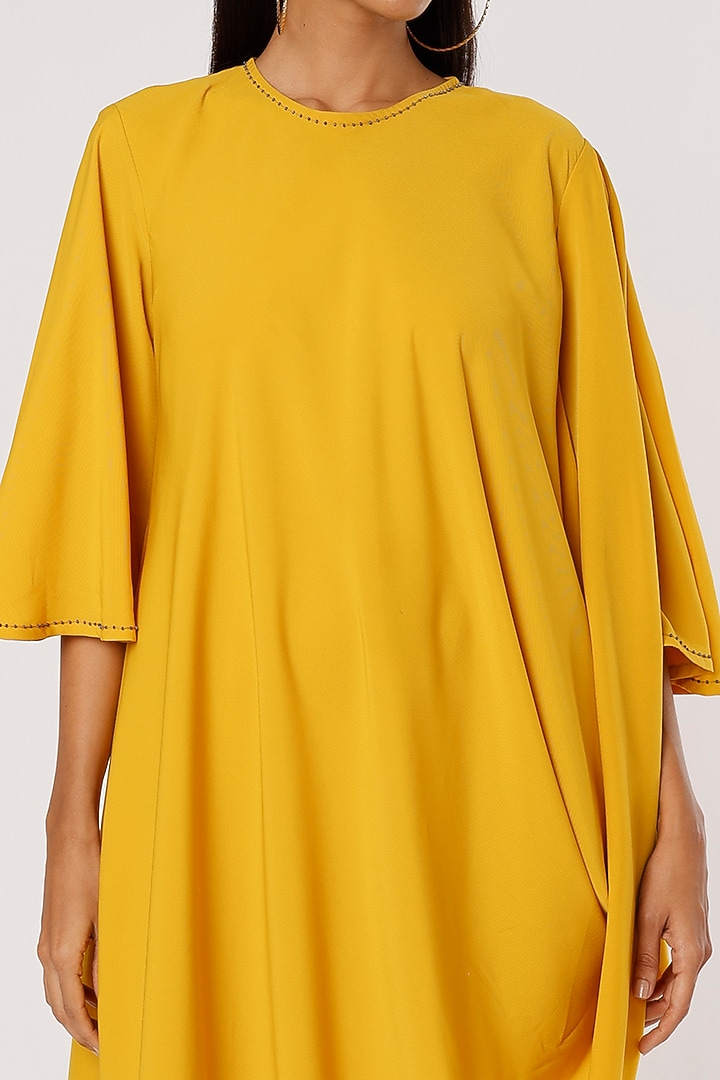 Yellow Bamboo Silk Summer Dress by Mayank Anand & Shraddha Nigam at Pernia's Pop Up Shop