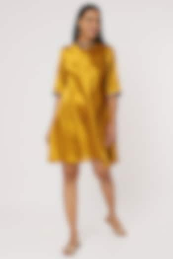 Mustard & Gold Silk Tunic by Mayank Anand & Shraddha Nigam at Pernia's Pop Up Shop