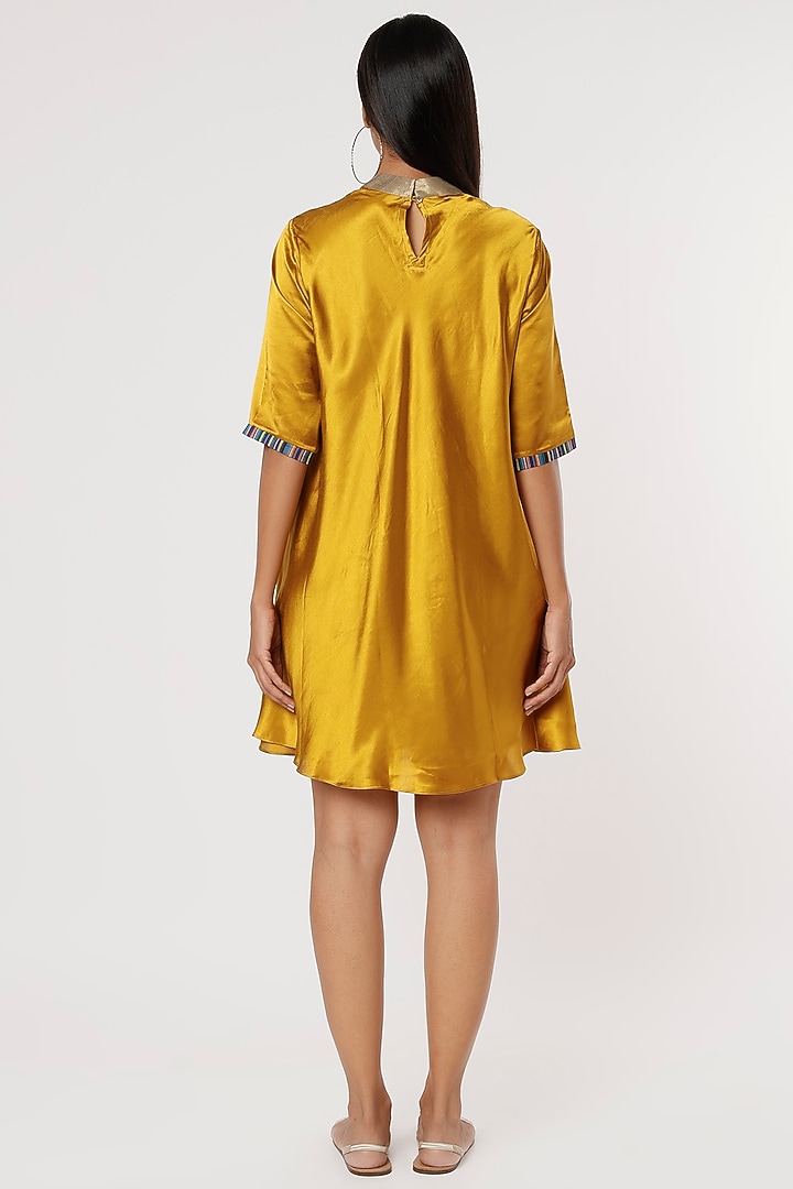 Mustard & Gold Silk Tunic by Mayank Anand & Shraddha Nigam at Pernia's Pop Up Shop