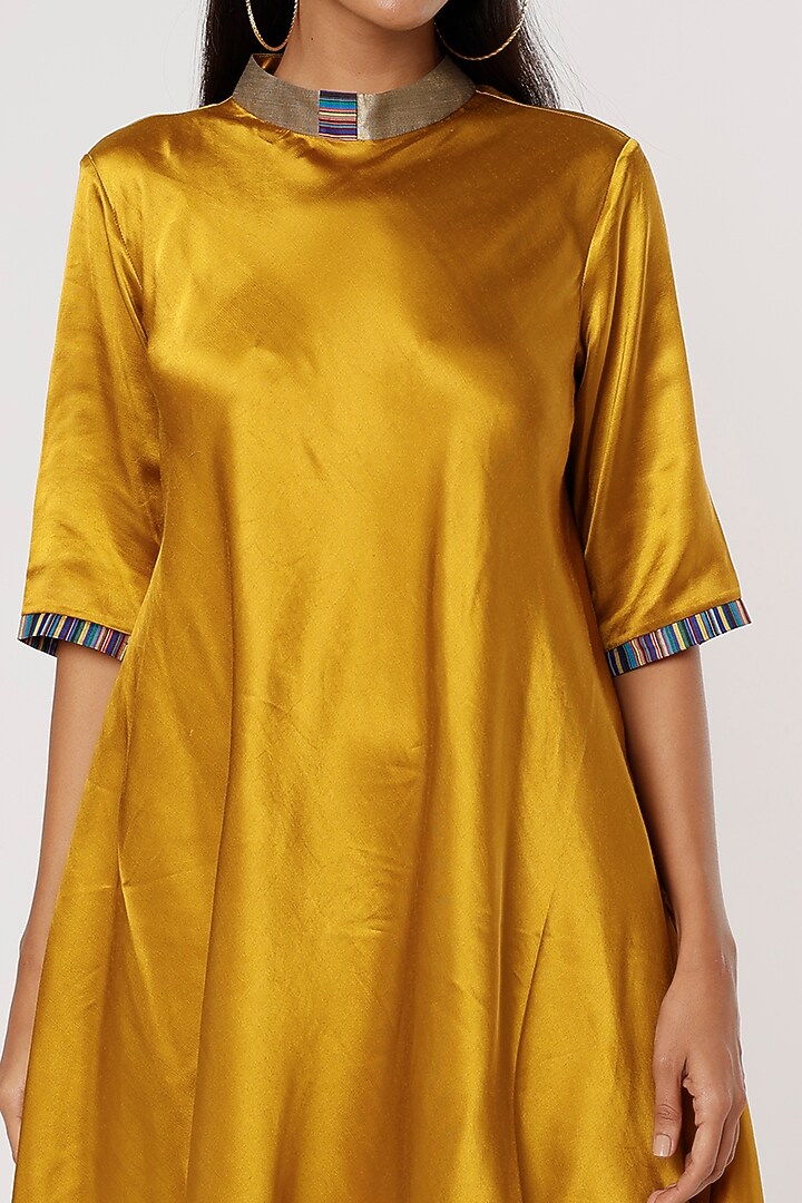 Mustard & Gold Silk Tunic by Mayank Anand & Shraddha Nigam at Pernia's Pop Up Shop