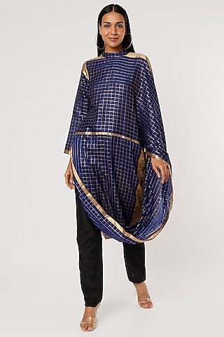 Blue Silk Top by Mayank Anand & Shraddha Nigam