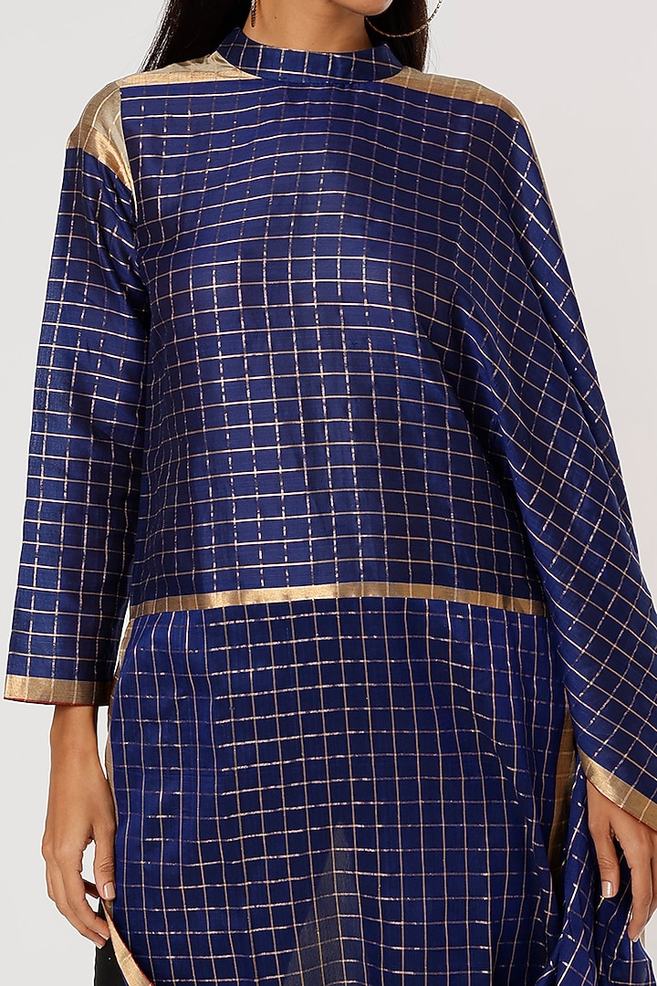 Blue Silk Top by Mayank Anand & Shraddha Nigam at Pernia's Pop Up Shop