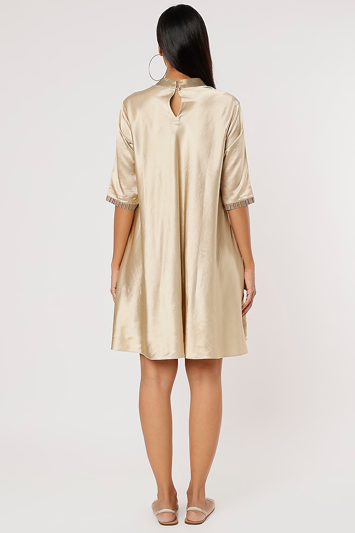 Gold Gajji Silk Tunic by Mayank Anand & Shraddha Nigam at Pernia's Pop Up Shop