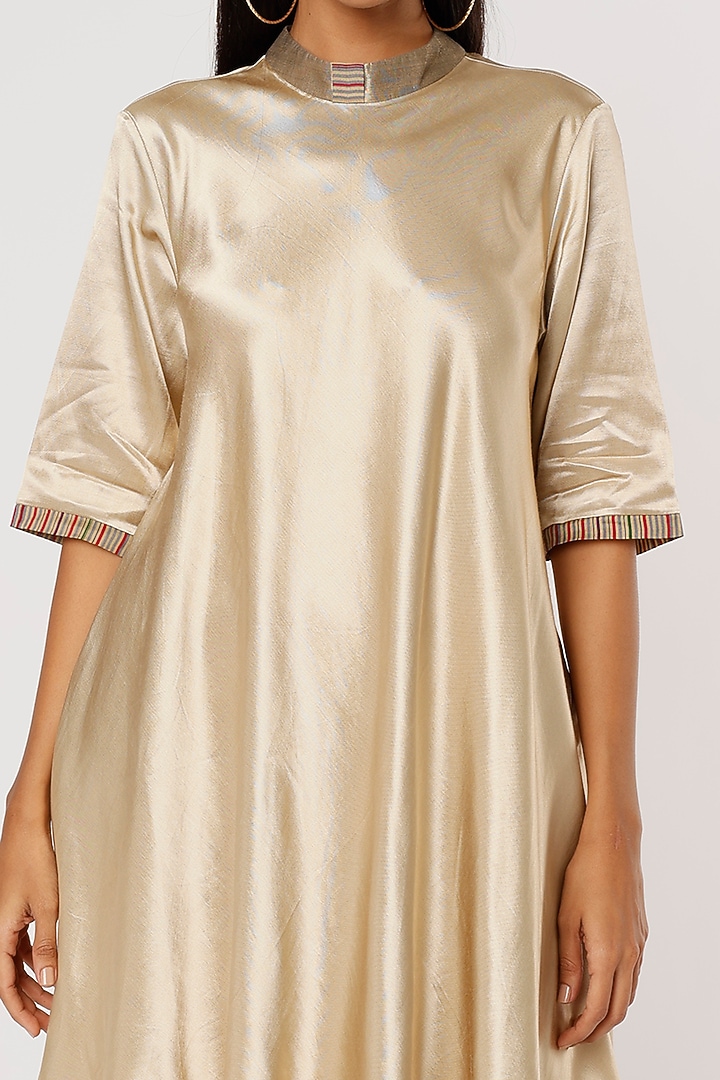 Gold Gajji Silk Tunic by Mayank Anand & Shraddha Nigam at Pernia's Pop Up Shop