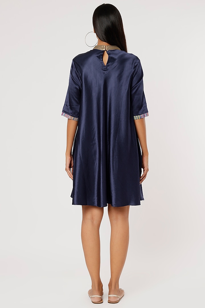Cobalt Blue Gajji Silk Tunic by Mayank Anand & Shraddha Nigam at Pernia's Pop Up Shop