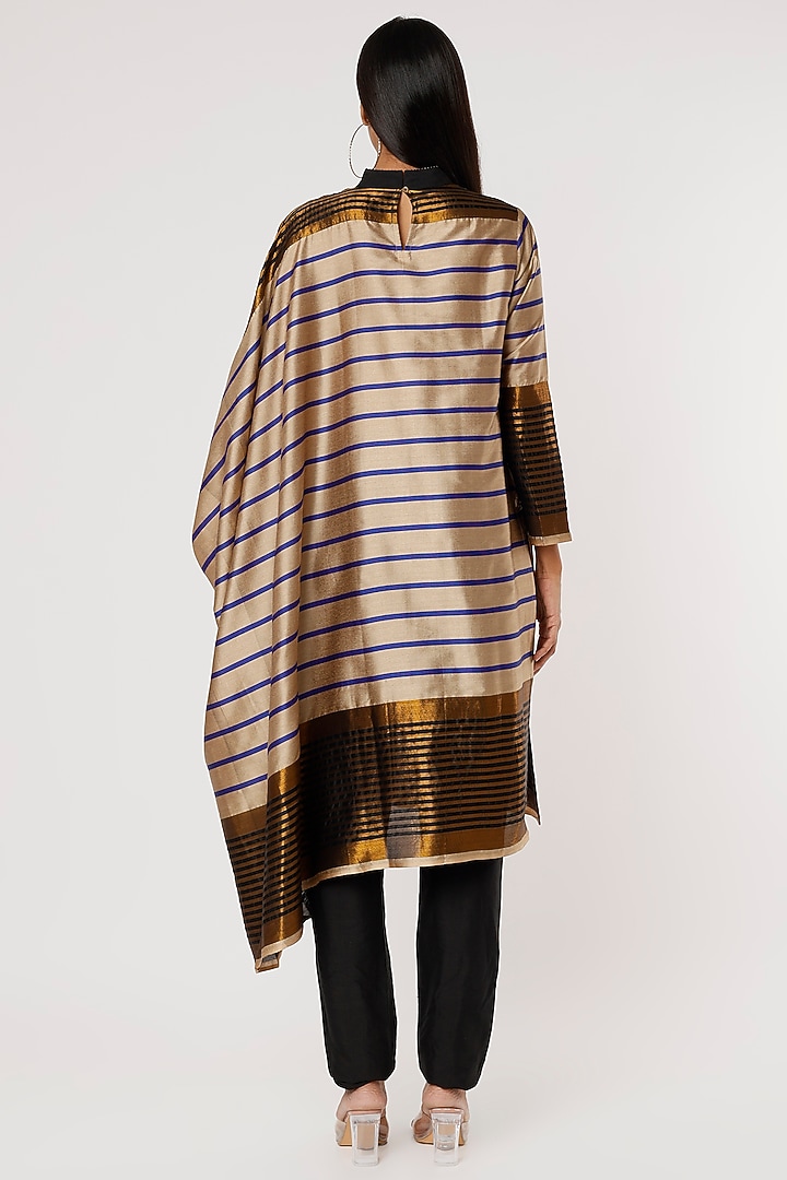 Beige & Gold Silk Tunic by Mayank Anand & Shraddha Nigam at Pernia's Pop Up Shop