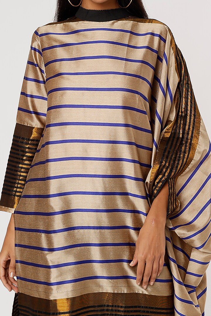 Beige & Gold Silk Tunic by Mayank Anand & Shraddha Nigam at Pernia's Pop Up Shop