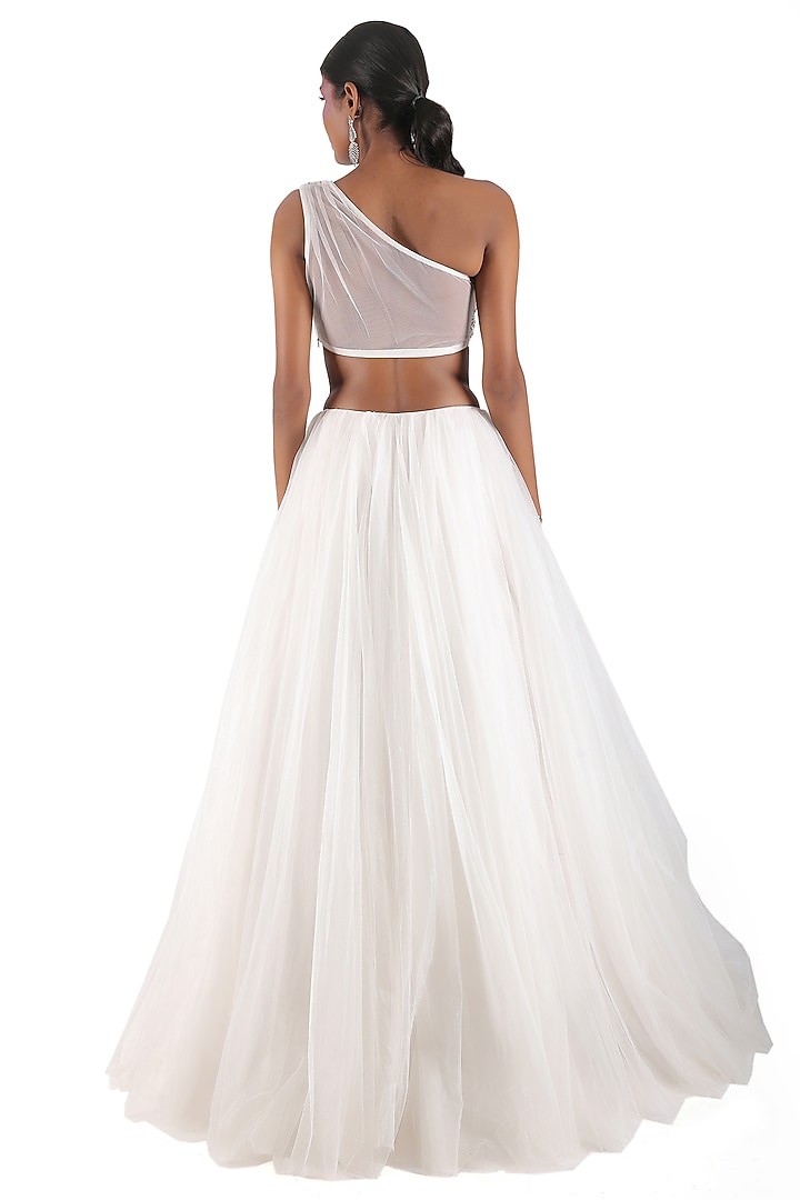 White Tulle Net Skirt Set by MANISHA SONI at Pernia's Pop Up Shop