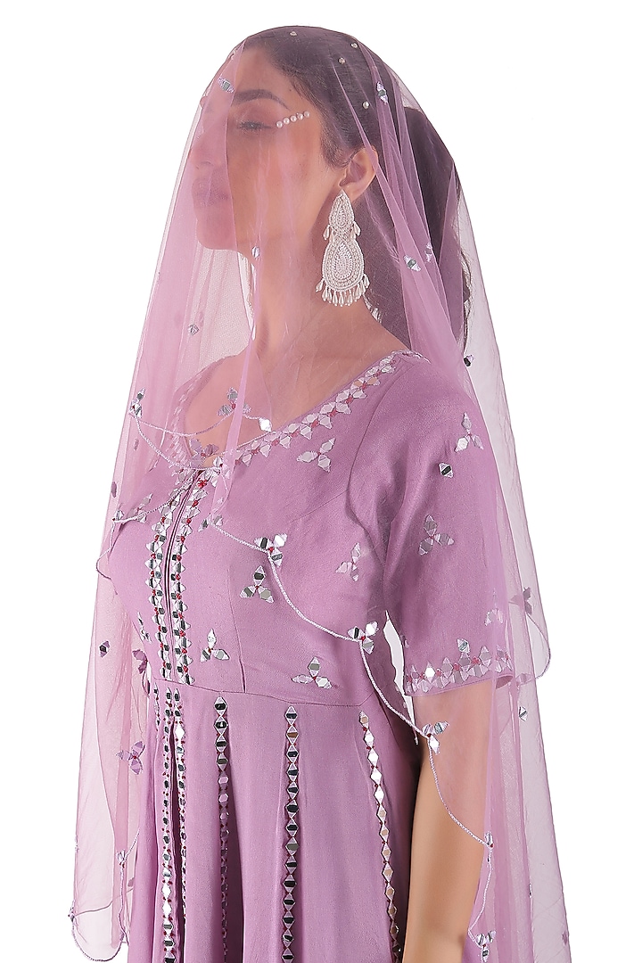 Mauve Georgette Two-Tiered Wedding Sharara Set by MANISHA SONI at Pernia's Pop Up Shop