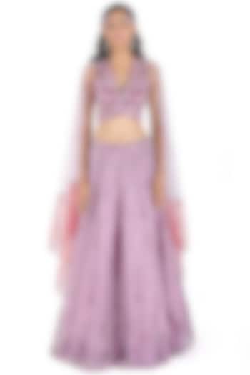 Mauve Embroidered Wedding Lehenga Set by MANISHA SONI at Pernia's Pop Up Shop