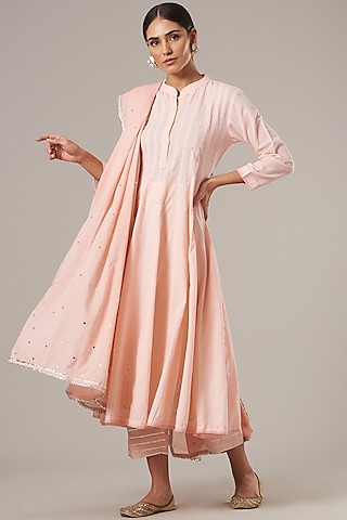 Blush Pink Cotton Kurta Set by Maison Shefali