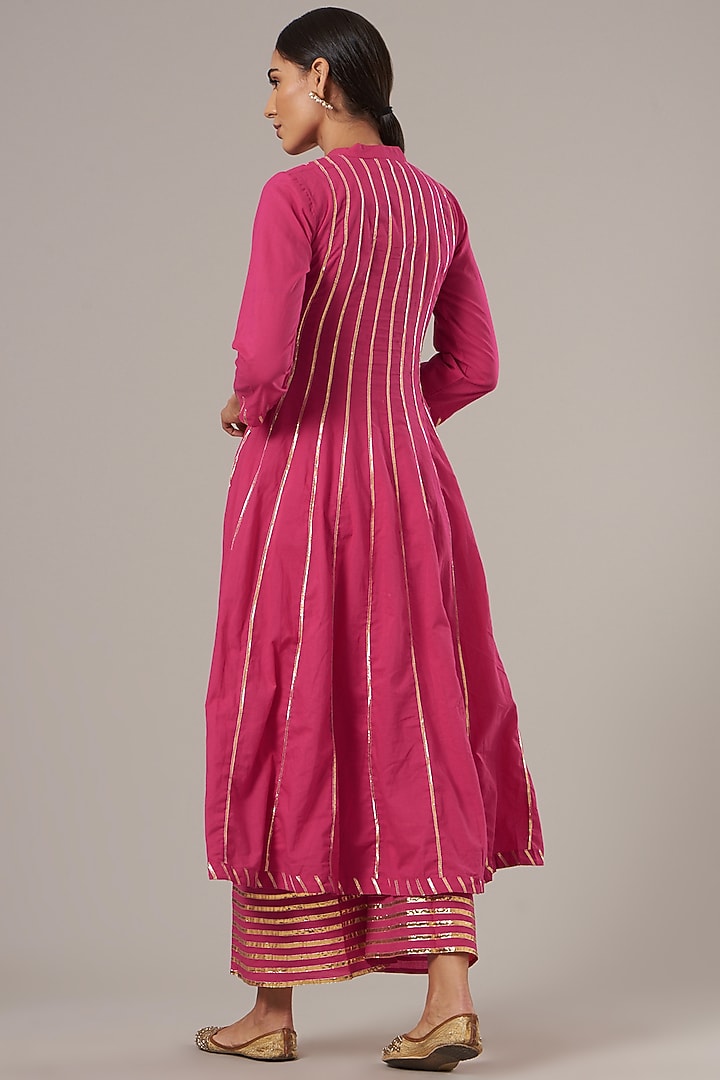 Magenta Cotton Kurta Set by Maison Shefali at Pernia's Pop Up Shop