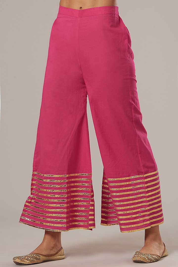 Magenta Cotton Kurta Set by Maison Shefali at Pernia's Pop Up Shop