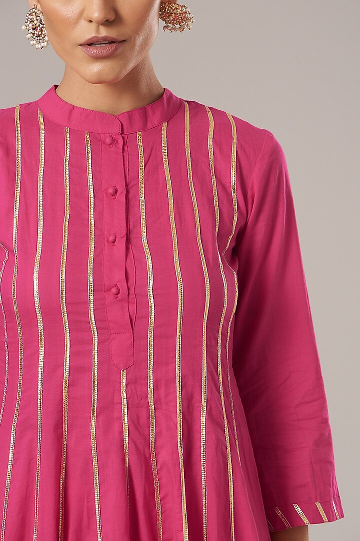 Magenta Cotton Kurta Set by Maison Shefali at Pernia's Pop Up Shop