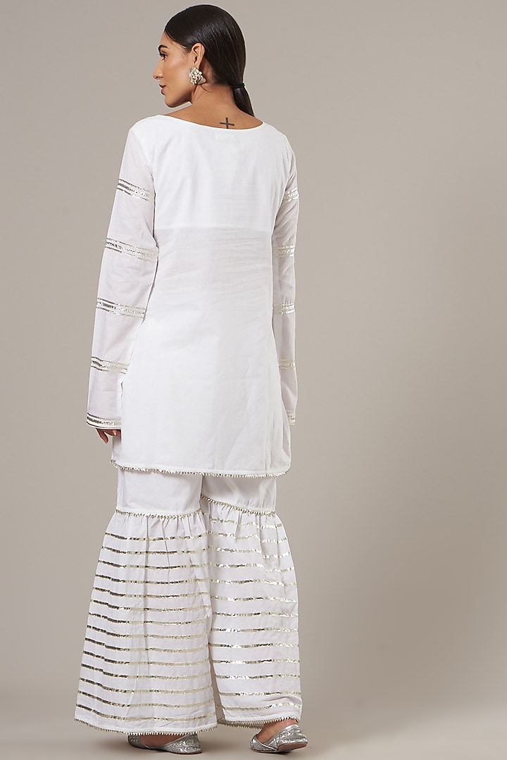 White Cotton Sharara Set by Maison Shefali at Pernia's Pop Up Shop