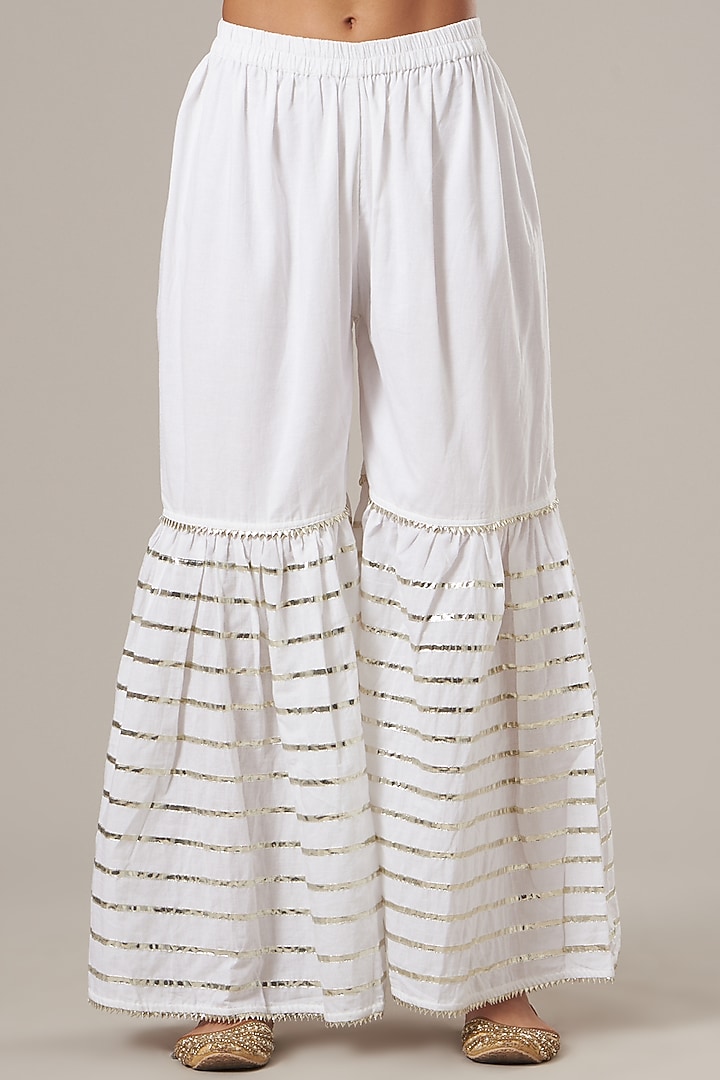 White Cotton Sharara Set by Maison Shefali at Pernia's Pop Up Shop