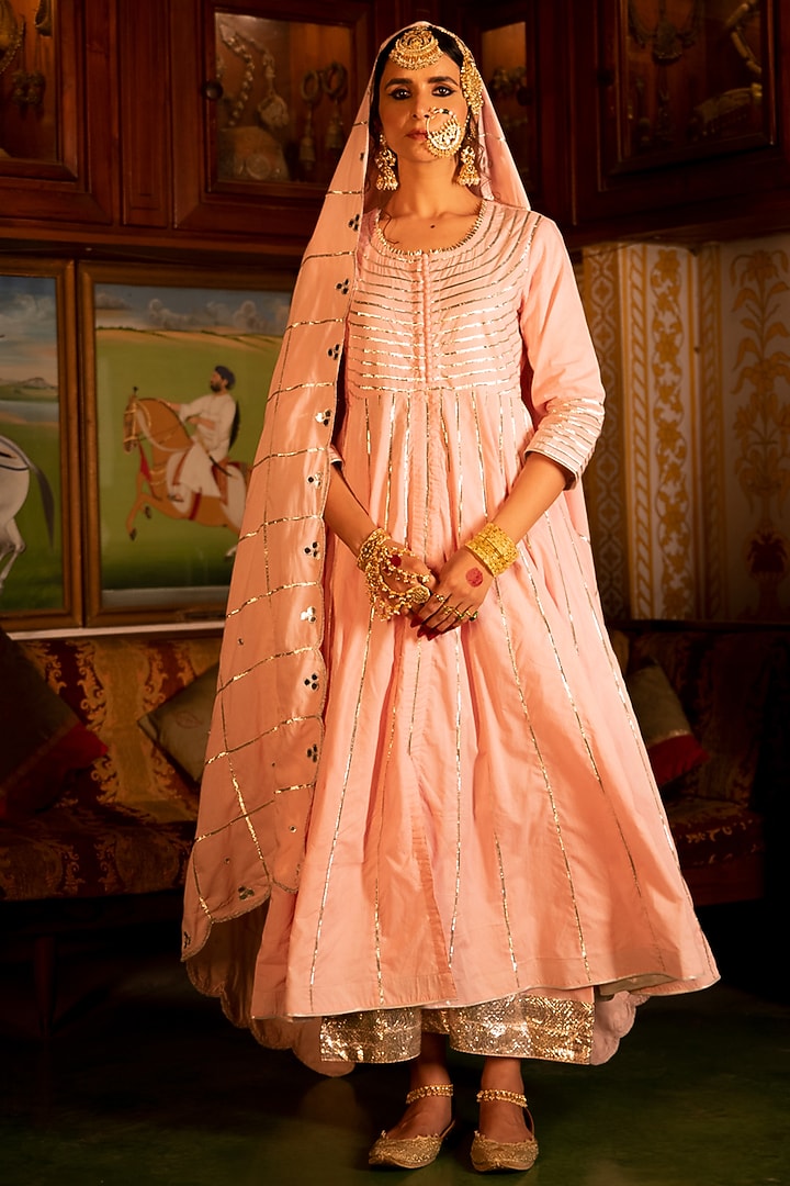 Pink Cotton Kalidar Kurta Set by Maison Shefali at Pernia's Pop Up Shop