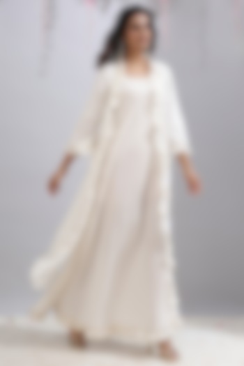 Ivory Cotton Front-Open Jacket by Maison Shefali at Pernia's Pop Up Shop