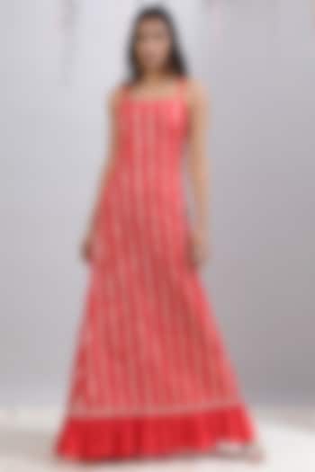 Red Cotton Strappy Maxi Summer Dress by Maison Shefali at Pernia's Pop Up Shop