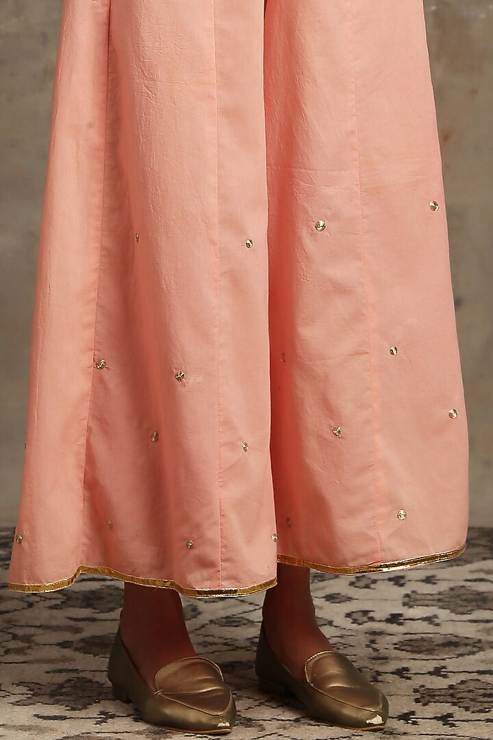 Blue & Peach Cape Set With Zari Hand Work by Maison Shefali at Pernia's Pop Up Shop