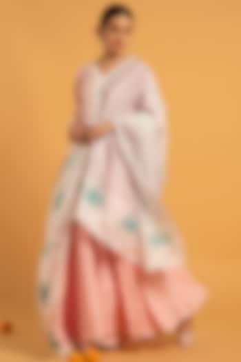Blush Pink Chanderi Flared Skirt Set by Maison Shefali at Pernia's Pop Up Shop