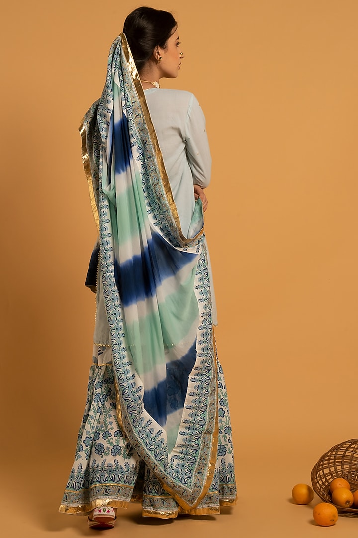 White Hand Block Printed Sharara Set by Maison Shefali at Pernia's Pop Up Shop