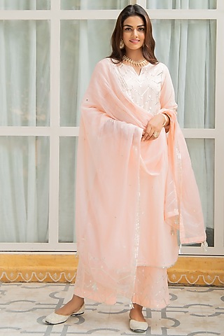 Barfi Kurta Set - Peach