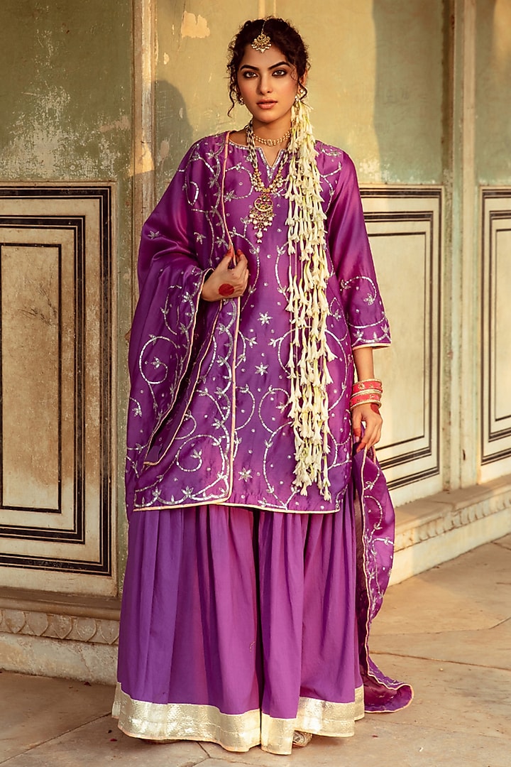 Purple Cotton Sharara Set by Maison Shefali at Pernia's Pop Up Shop