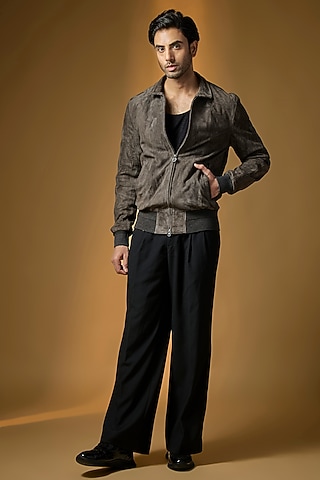 Grey Suede Bomber Jacket by Matchless London