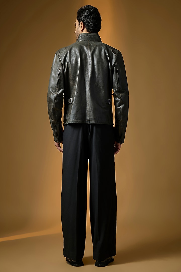 Antique Black Italian Leather Biker Jacket by Matchless London at Pernia's Pop Up Shop