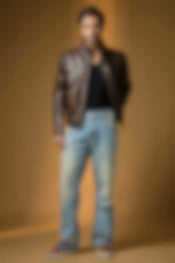 Antique Brown Italian Leather Biker Jacket by Matchless London at Pernia's Pop Up Shop