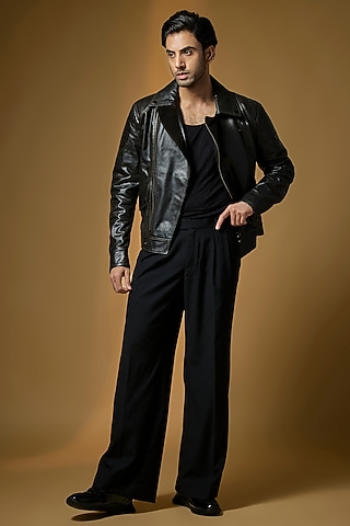 Antique Black Leather Biker Jacket by Matchless London