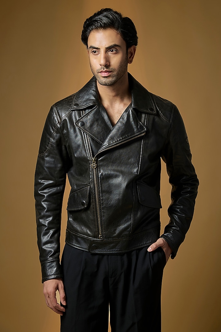 Antique Black Leather Biker Jacket by Matchless London at Pernia's Pop Up Shop