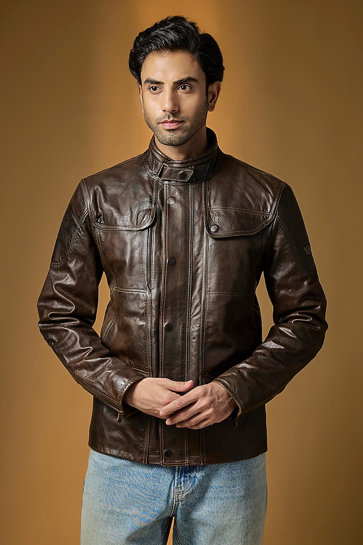 Antique Brown Leather Jacket by Matchless London at Pernia's Pop Up Shop