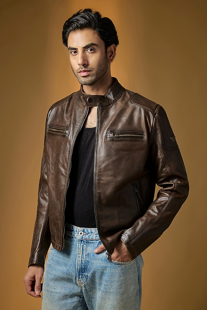 Antique Brown Leather Jacket by Matchless London at Pernia's Pop Up Shop