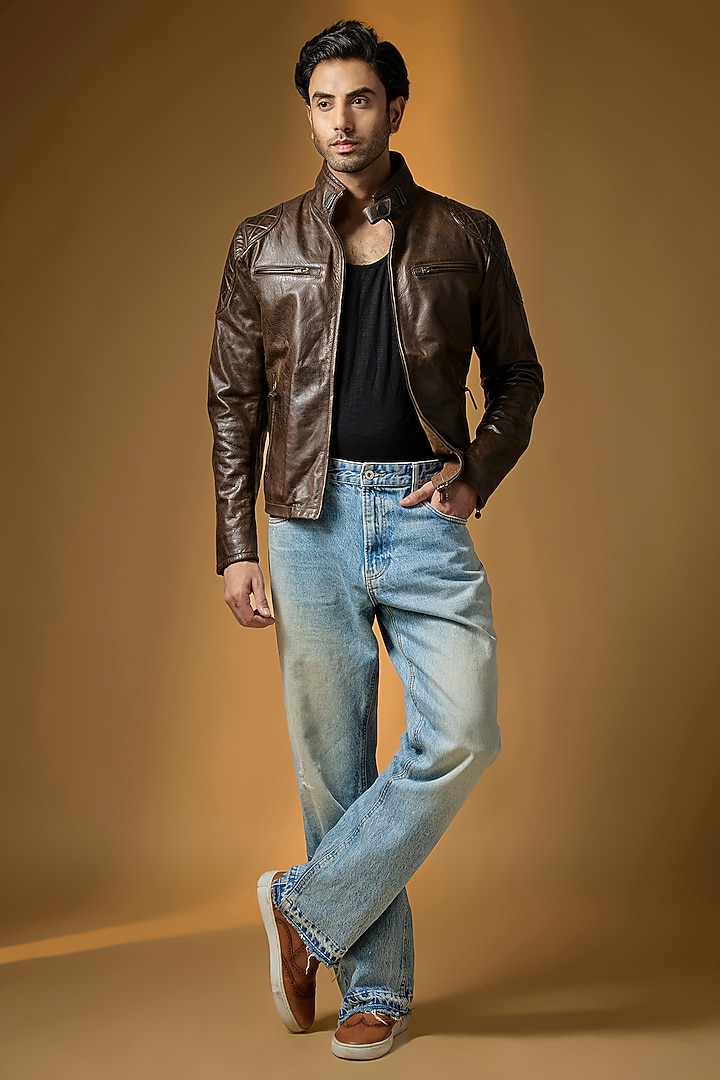 Antique Brown Leather Jacket by Matchless London at Pernia's Pop Up Shop