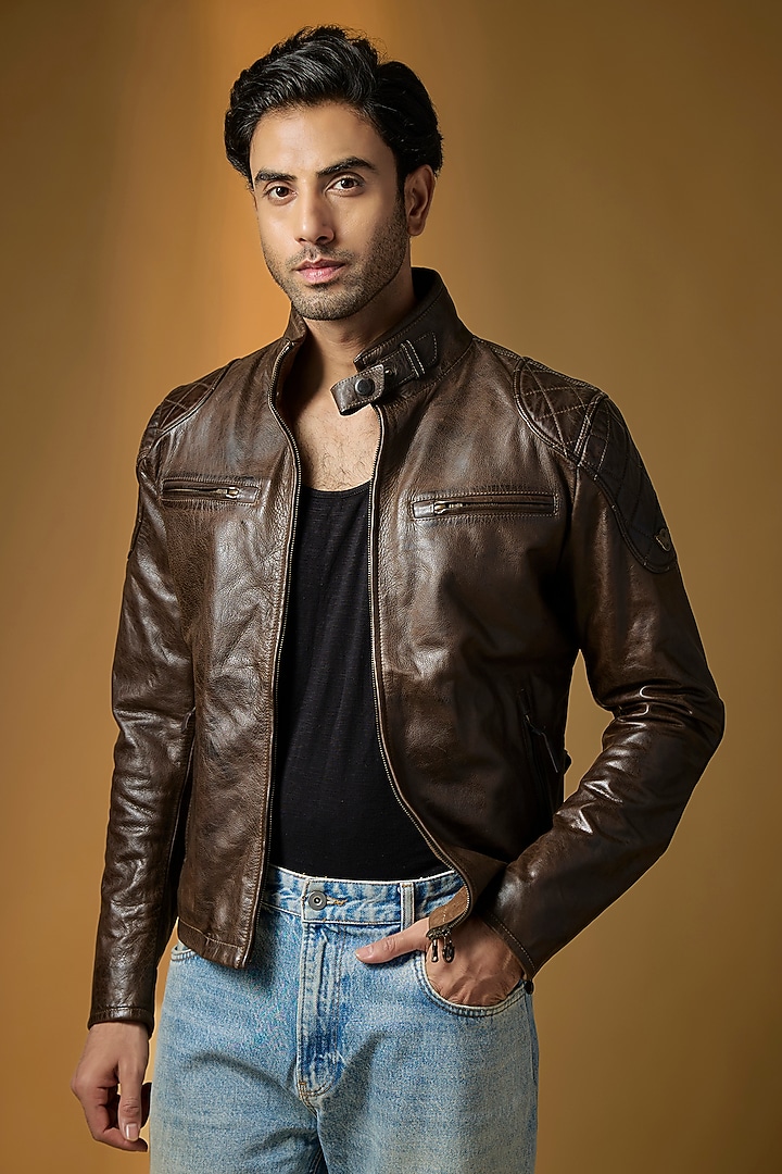 Antique Brown Leather Jacket by Matchless London at Pernia's Pop Up Shop