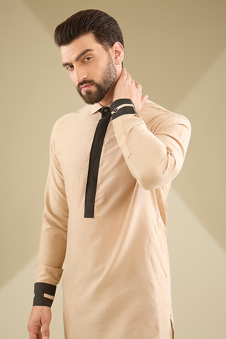 Golden Dupion Silk Kurta Set by MS attire at Pernia's Pop Up Shop