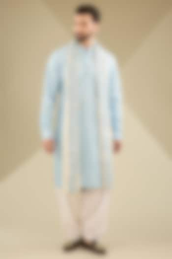 Sky Blue Cotton Silk Kurta Set by MS attire