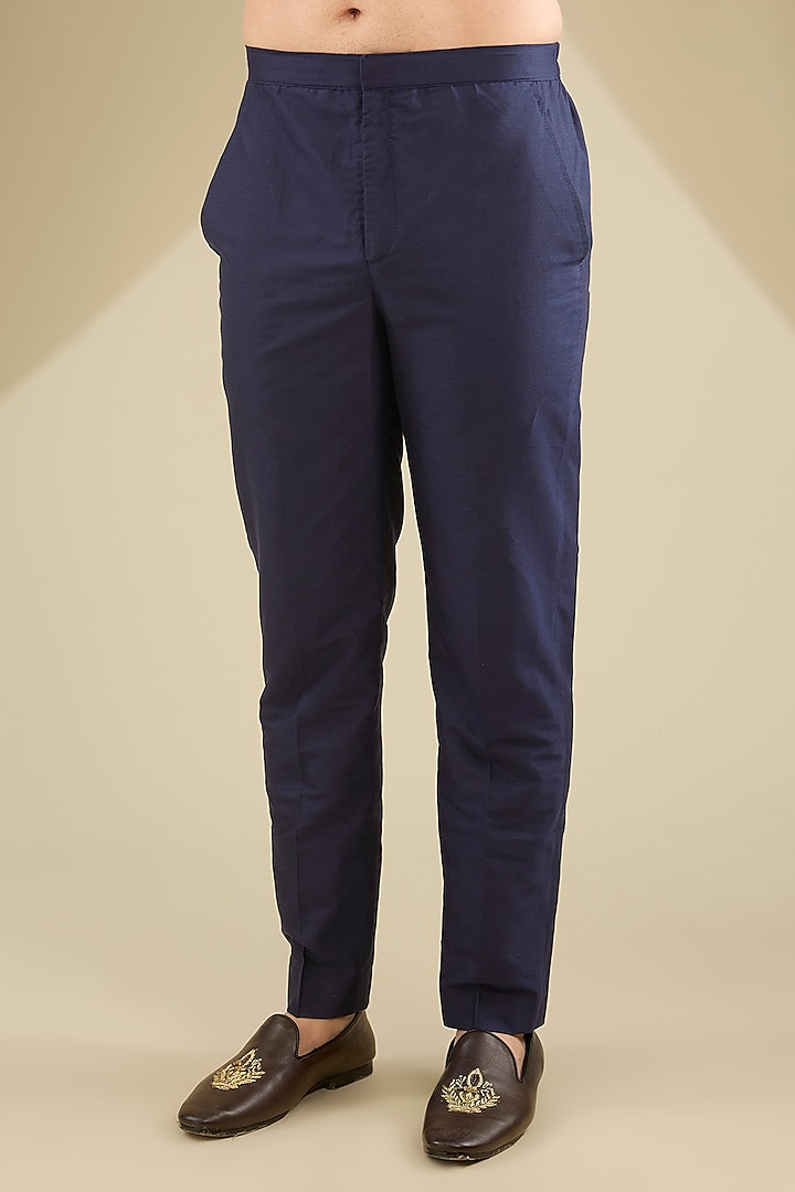Blue Velvet Embroidered Kurta Set by MS attire at Pernia's Pop Up Shop
